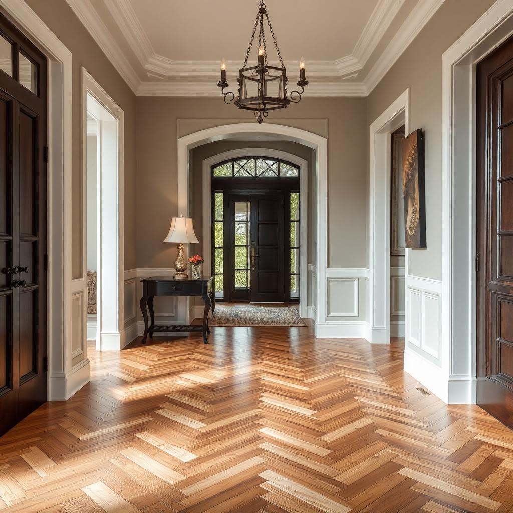 Wide-plank hardwood floor detail