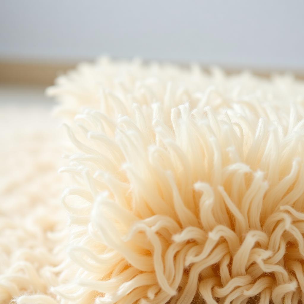 Close-up of twisted Frieze carpet fibers